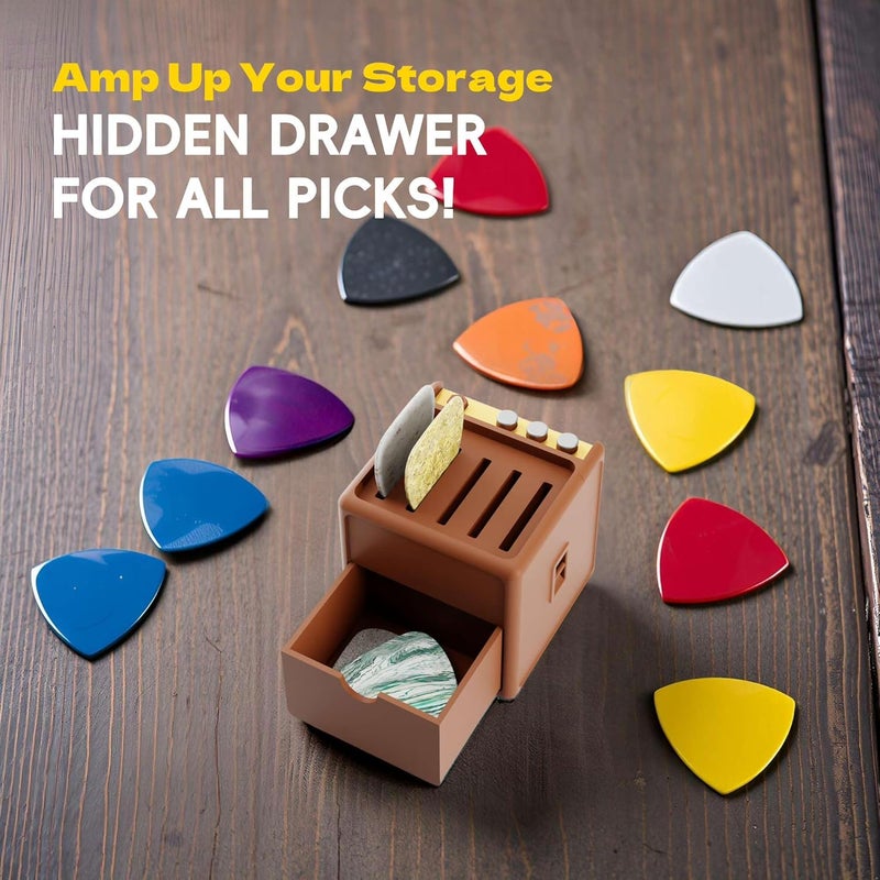 HOTCAN Guitar Pick Display Holder - Stylish Organizer for Music Enthusiasts and Musicians (Brown) - Image 3